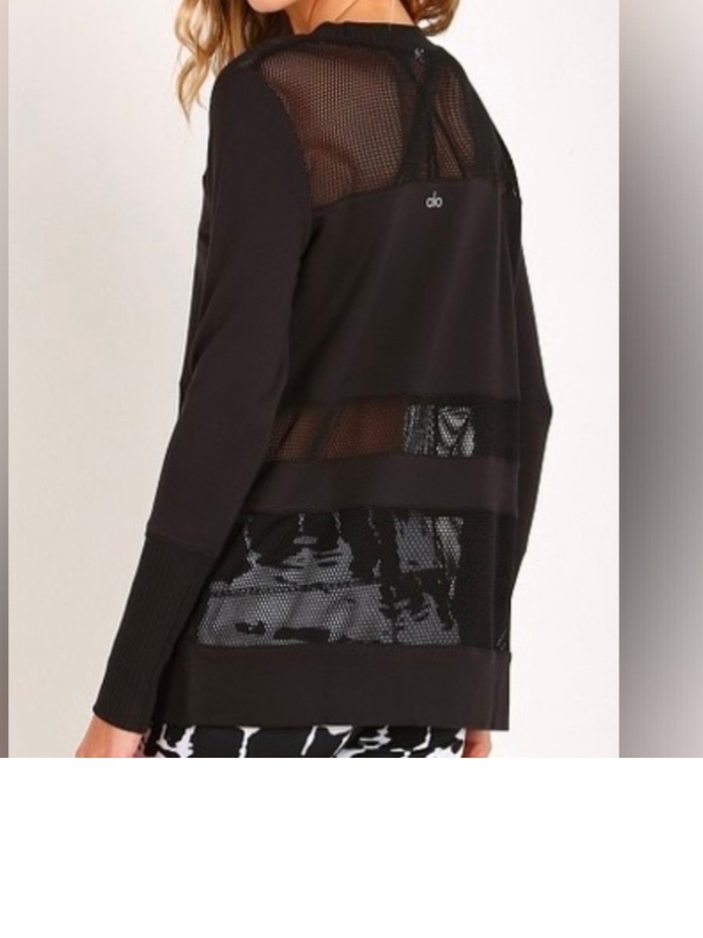 Alo Plank Long Sleeve Top Mesh Black M
